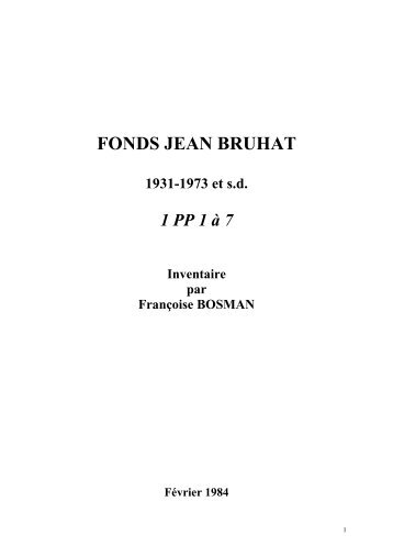 FONDS JEAN BRUHAT - Institut d'Histoire Sociale CGT