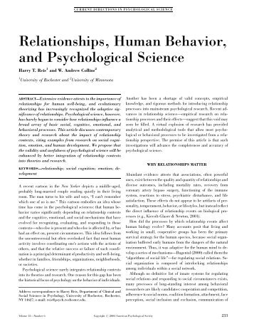 Relationships, Human Behavior, and Psychological Science