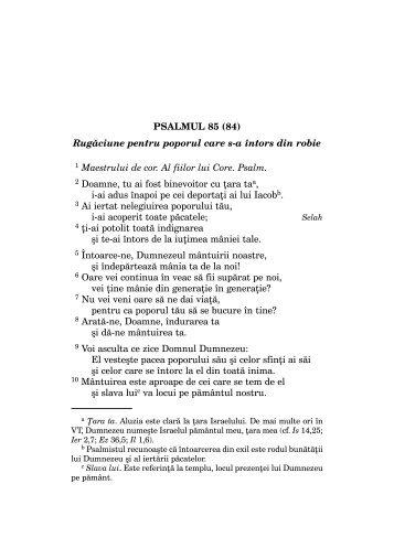 PSALMUL 85 (84) RugÄciune pentru poporul care s-a Ã®ntors din ...