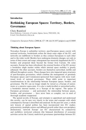 Rethinking European Spaces: Territory, Borders ... - europeanization