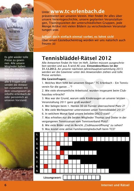 Unser Tennisbläddel 2012 steht zum download bereit.