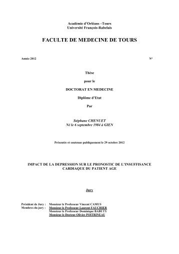 FACULTE DE MEDECINE DE TOURS - UniversitÃ© FranÃ§ois Rabelais