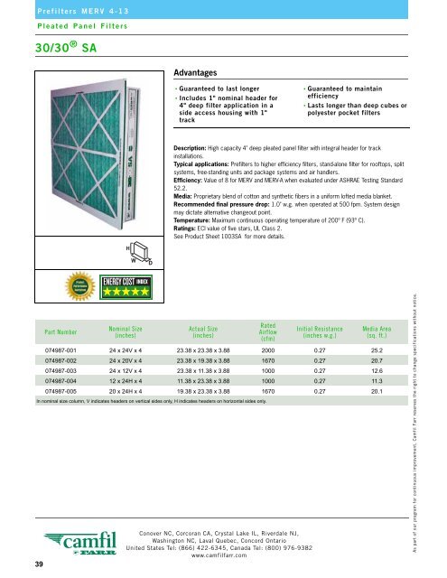 Camfil Farr Product Catalog - Texas Air Products