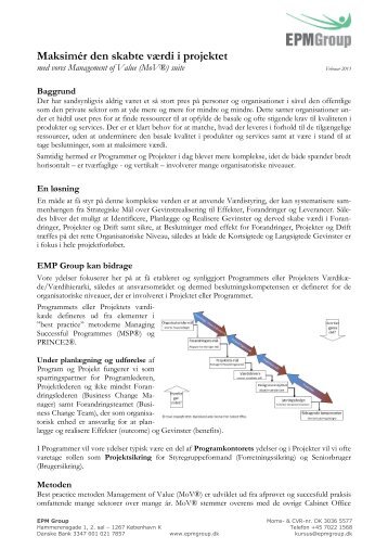 PRINCE2 Foundation produktark - EPM Group