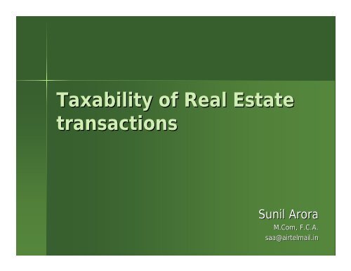 Taxability of Real Estate transactions