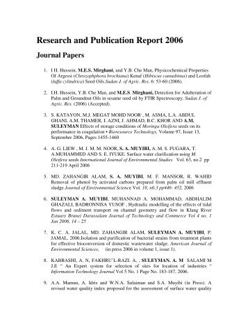 Research and Publication Report 2006 - International Islamic ...