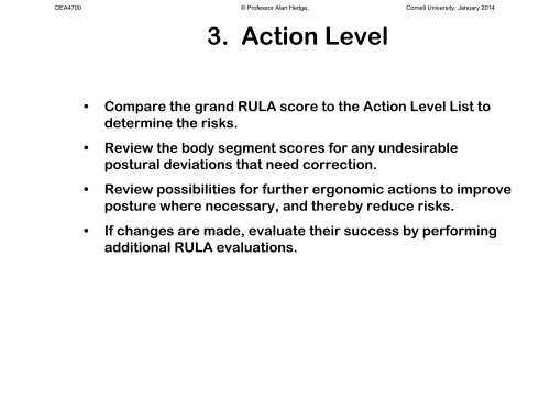 JSI, REBA, RULA - Cornell University Ergonomics Web