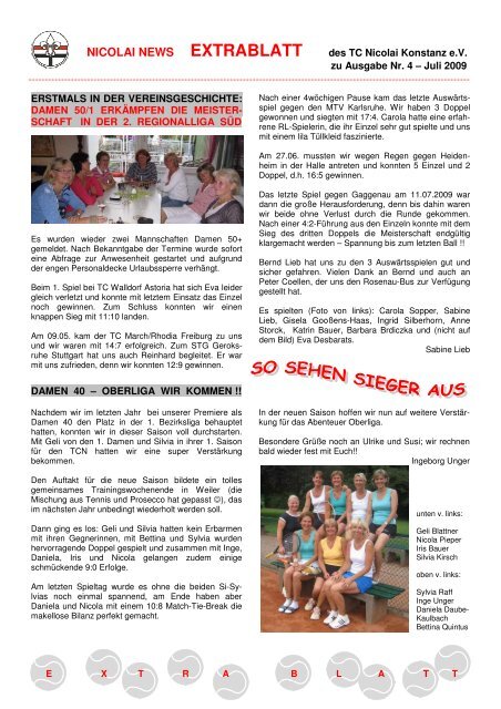 NICOLAI NEWS EXTRABLATT - TC Nicolai Konstanz e.V.