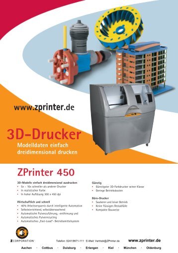 ZPrinter 450 Datenblatt - 3D-Drucker