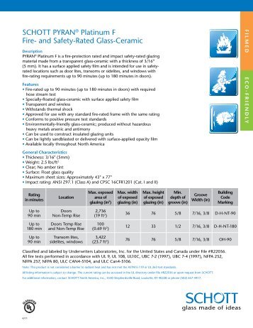 PYRAN Â® Platinum F Data Sheet - SCHOTT North America