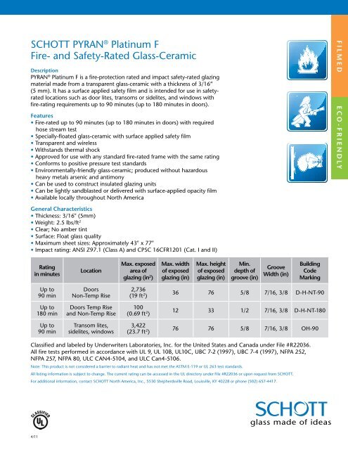 Pyran A Platinum F Data Sheet Schott North America Pyran A Platinum F Data Sheet Schott North America