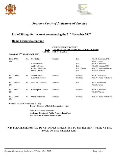 supreme court list for the week of the 5th november 2007 mâ¦ - ZipLaw