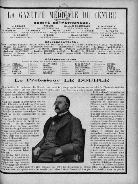 La Gazette mÃ©dicale du Centre - UniversitÃ© FranÃ§ois Rabelais