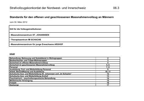 Standards fÃ¼r den offenen und geschlossenen Massnahmenvollzug ...