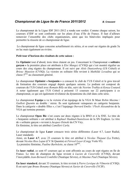 la Gazette NÂ° 11 - Juillet 2012 - FFVoile.fr
