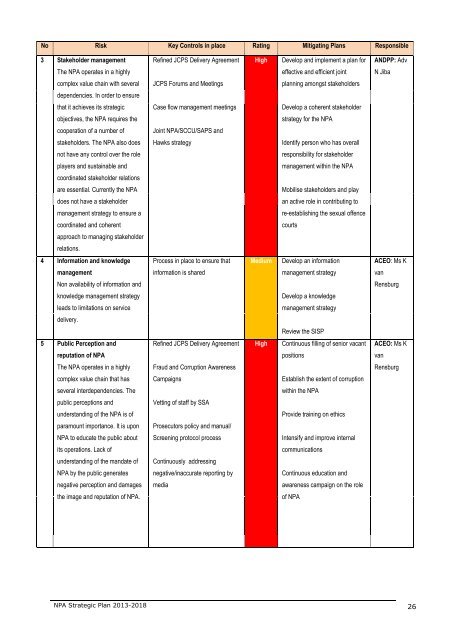 NPA Strategic Plan 2013 - 2018 - National Prosecuting Authority