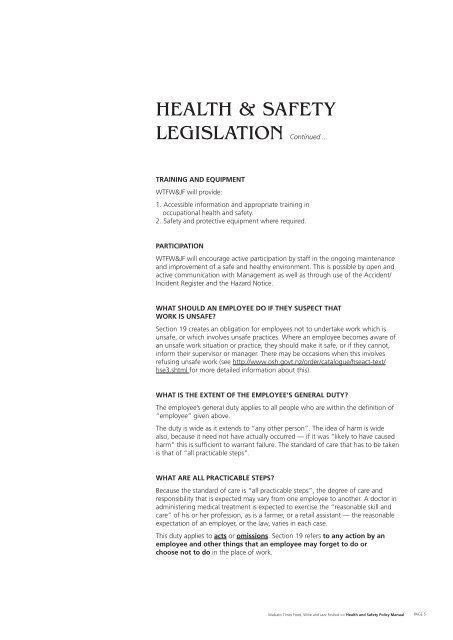 HEALTH & SAFETY POLICY MANUAL - Stuff