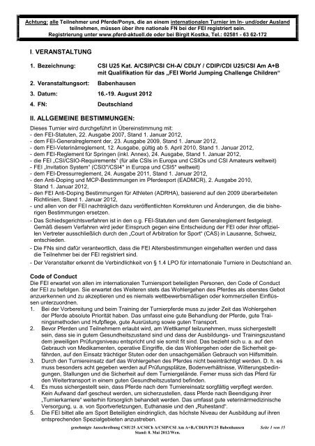 Ausschreibungsentwurf 1997 - Reit-, Fahr- und Zuchtverein ...