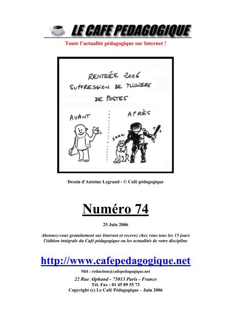 NumÃ©ro 74 - CafÃ© pÃ©dagogique