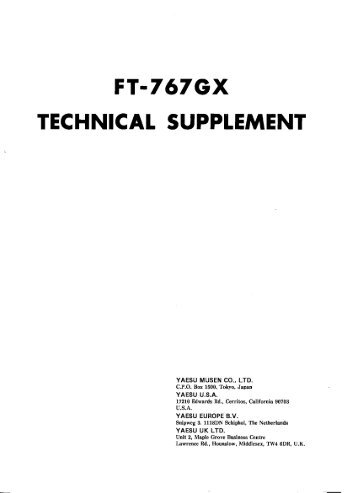 FT-767GX TECHNICAL SUPPLEMENT - Fox Tango Yaesu Manuals