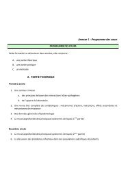 Annexe 1 : Programme des cours A. PARTIE THEORIQUE