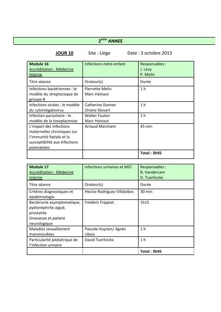 Annexe 1 : Programme des cours A. PARTIE THEORIQUE