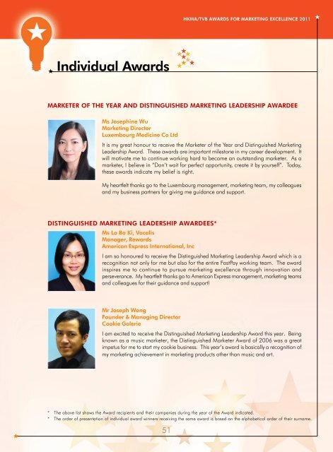 Individual Awards - Hong Kong Management Association