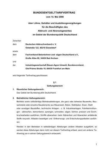 BUNDESENTGELTTARIFVERTRAG - Deutscher Abbruchverband eV