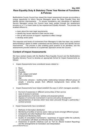 Race Equality Duty & Statutory Three Year Review of Functions and ...