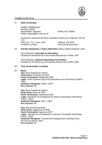CV resumido - linti - Universidad Nacional de La Plata