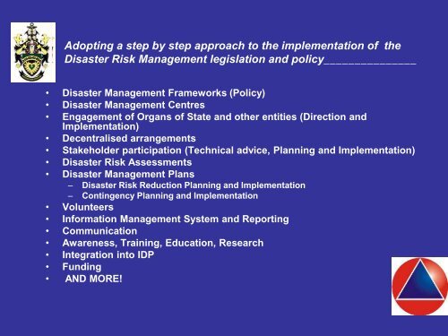 Pat Reid - National Workshop : Port Elizabeth - Disaster ...