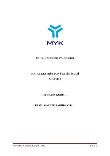 METAL EKSTRUZYON URETIM ISCISI_Seviye 3 - TOBB
