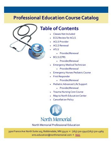 Professional Education Course Catalog Table of Contents