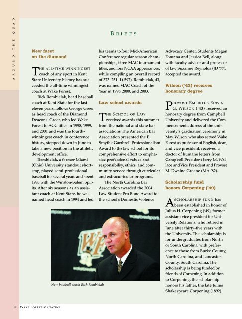 Wake Forest Magazine, September 2004 - Past Issues - Wake ...