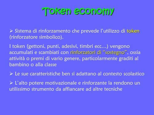 Token economy - USP di Piacenza