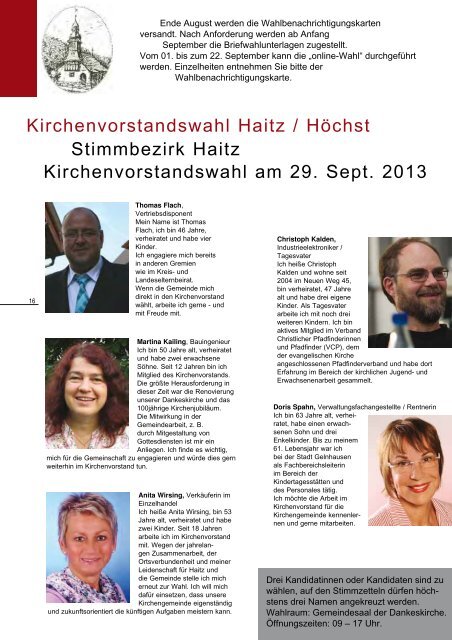 Kirchenvorstandswahl Haitz / HÃ¶chst Stimmbezirk Haitz ...