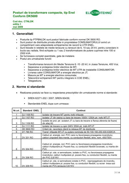 Carte tehnica post trafo NLDK - Electrotehno