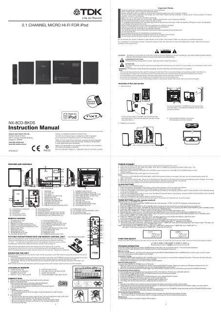 2.1 CHANNEL MICRO HI-FI FOR iPod NX-8CD-BKDS - TDK