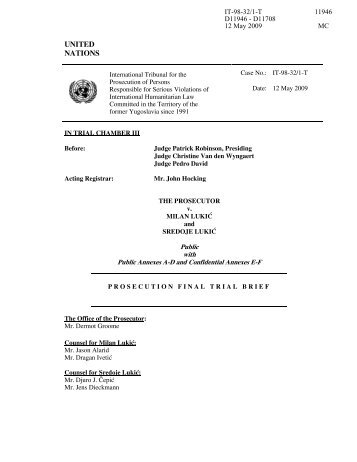 Prosecution Final Trial Brief - ICTY