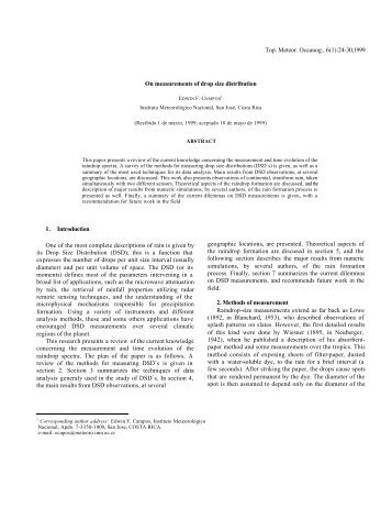 On measurements of drop size distribution - Instituto Meteorológico ...