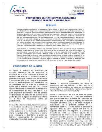 pronostico climatico para costa rica periodo febrero – marzo 2011 ...