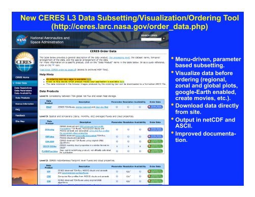 State of CERES/NASA/EOS/Senior Reviews