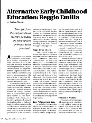 Alternative Early Childhood Education: Reggio Emilia