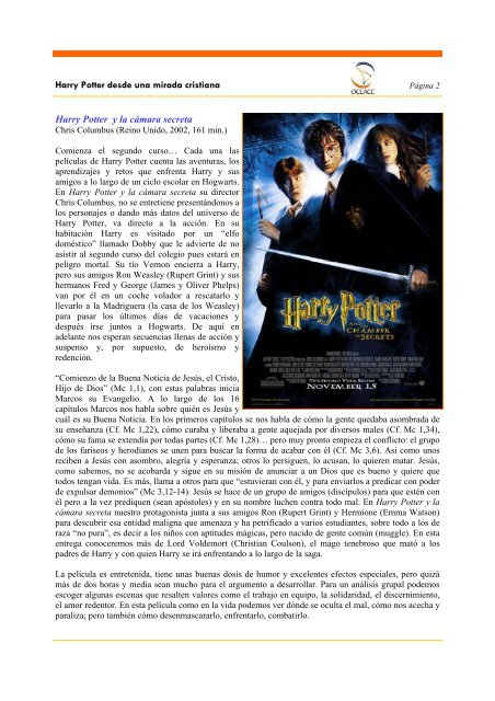 Harry Potter desde una mirada cristiana - Organización Católica ...