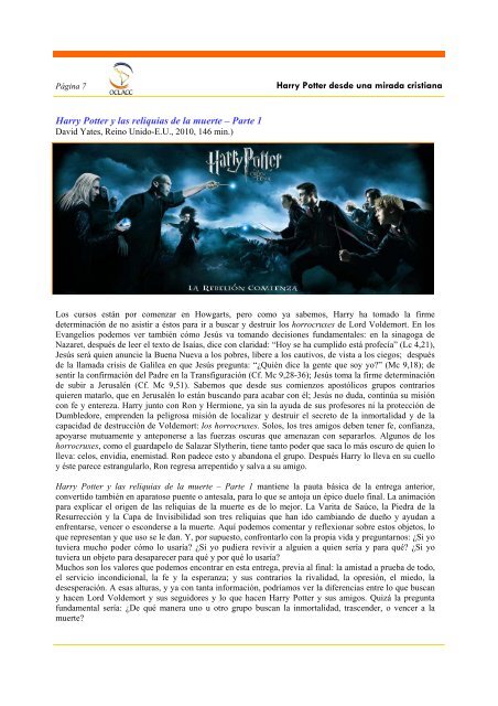 Harry Potter desde una mirada cristiana - Organización Católica ...