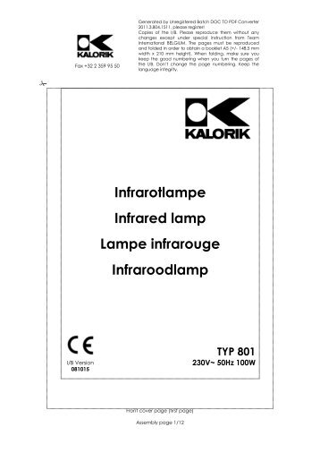 Infrarotlampe Infrared lamp Lampe infrarouge Infraroodlamp