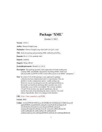 Package 'XML' - open source solution for an Internet free, intelligent ...