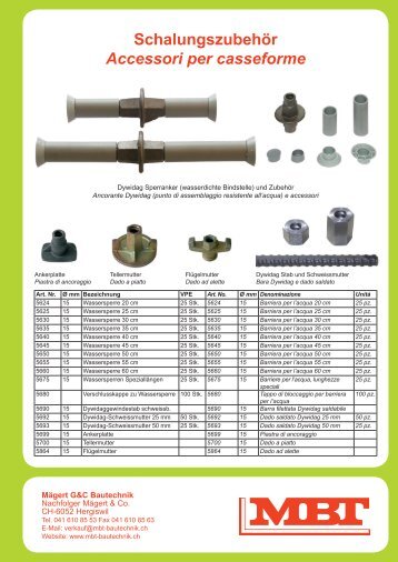 SchalungszubehÃ¶r Accessori per casseforme - MÃ¤gert G&C ...