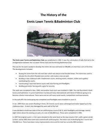 The Ennis Lawn Tennis and Badminton Club - Clare County Library