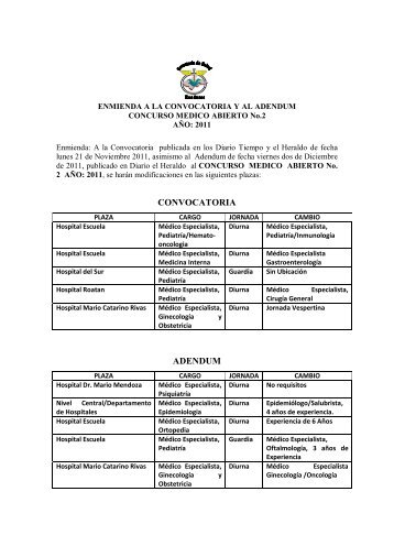 CONVOCATORIA ADENDUM